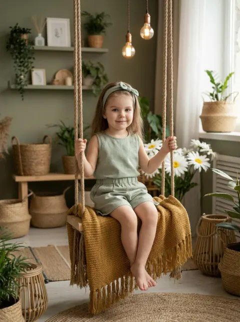 Sage Girl on Botanical Swing