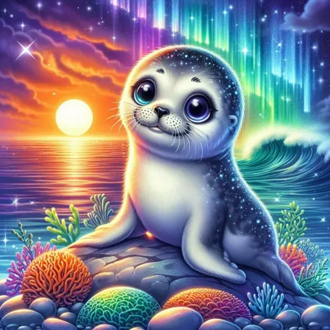 Young seal in profile, playful, smiling