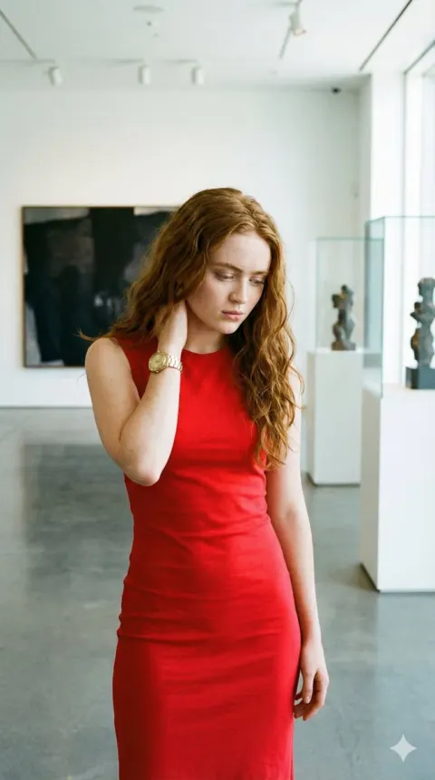 Redhead Muse in Art Gallery
