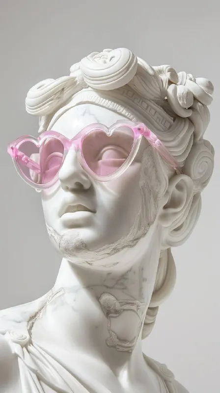 Athena made of white marble with sunglasses