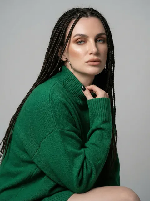 Green Sweater Studio Portrait