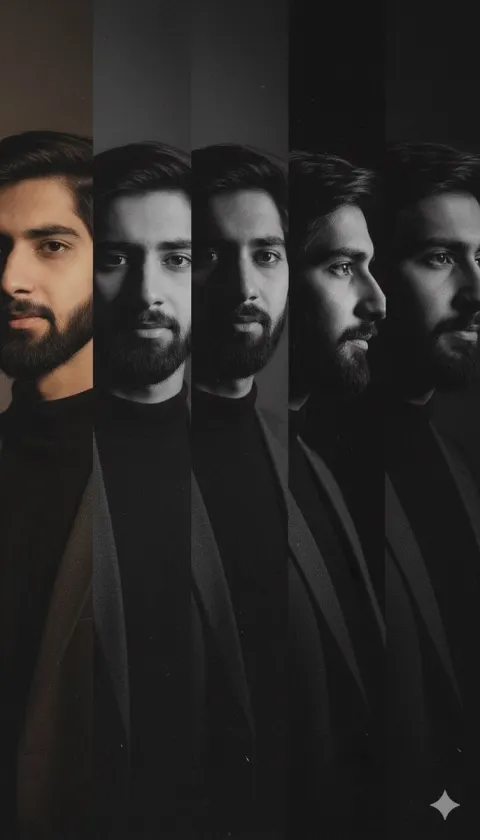 Noir Light Collage Portrait