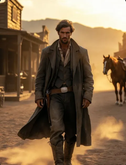 Legendary Gunslinger Sunset Portrait