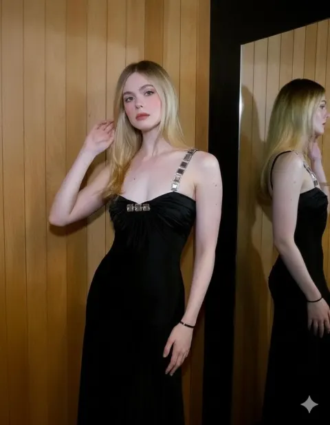 Elegant Evening Gown Mirror Portrait