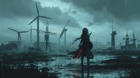 Anime girl in a dark fantasy world