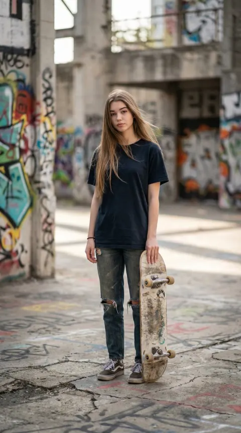 Skater Girl Aerial Stunt