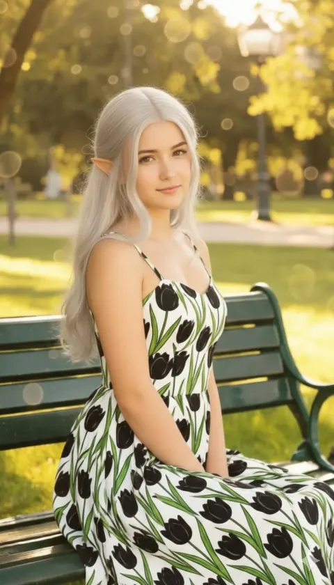 Ethereal Silver-Haired Elf Girl