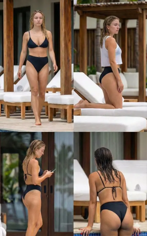 Poolside Relaxation Bikini Photo Collage