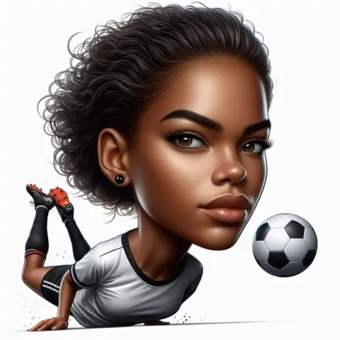 Create soccer player caricature realistic