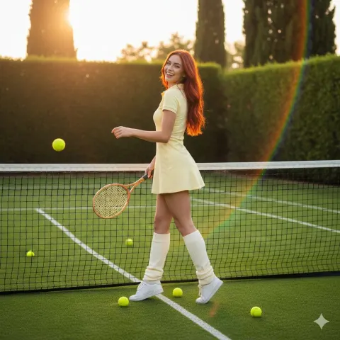 Redhead Tennis Sunset Glow