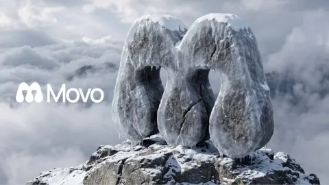Frozen Logo Monument on Mountain Peak