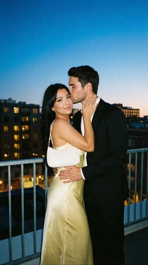 Blue Hour Rooftop Flash Kiss