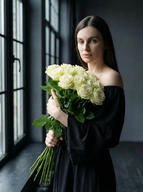 White Roses by Window