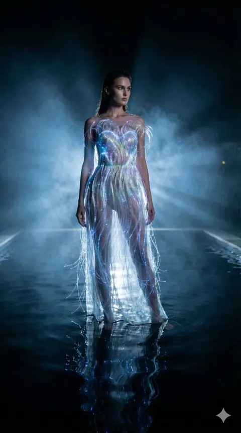 Futuristic Fiber Optic Gown Portrait