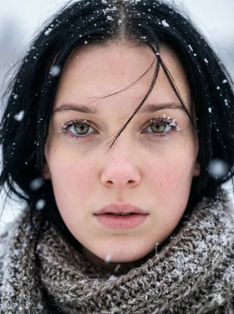 Ethereal Winter Portrait In Snow