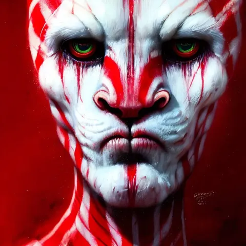Surreal Candy Cane Puma Portrait in Beksinski Style