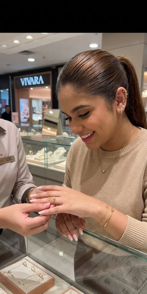 Intimate Gold Ring Try-On Moment