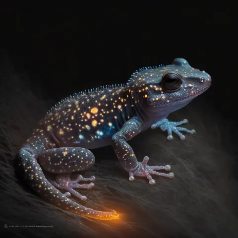 Glowing Nebula Salamander Ghost Under Starry Night Sky