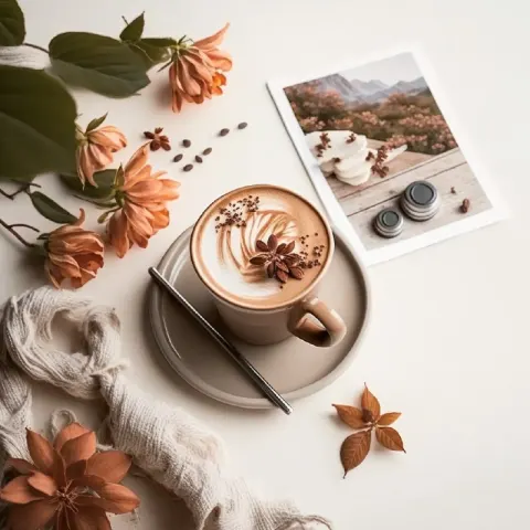 Coffee with cream and cinnamon