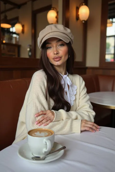 Parisian Café Fashion Editorial Portrait
