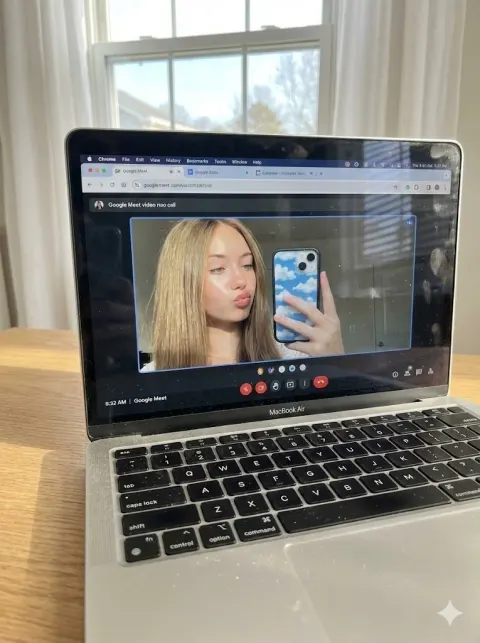 Playful Selfie During Video Call