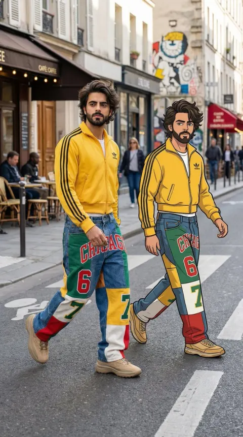 Street Cool Guy With Cartoon Twin