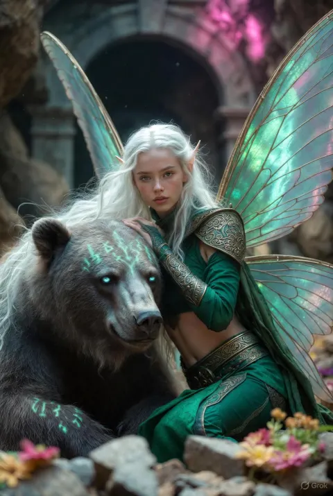 Fairy and Giant Bear Companion