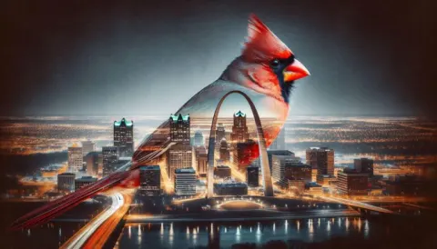 Cardinal and St Louis Skyline Double Exposure Artwork