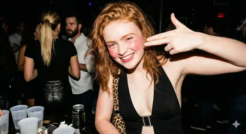 Redhead Finger Gun Nightlife Flash