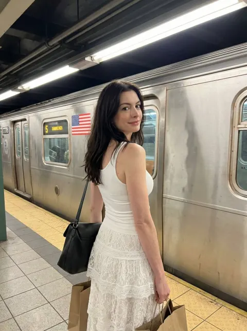 Fashion Moment on the Subway Platform