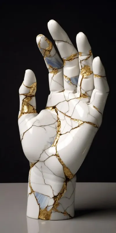 Kintsugi Broken Hands Sculpture in Classical Style