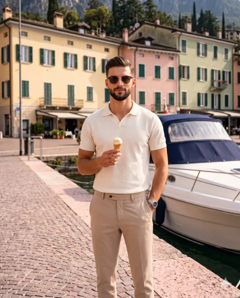 Stylish Man Summer Dock Vacation