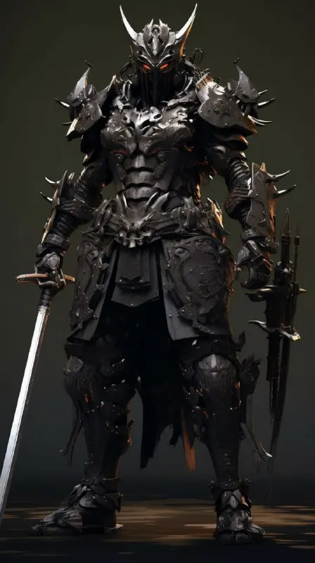 Shadow Samurai Black Swordsman Mech Intricate Art
