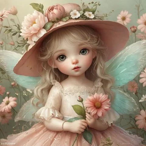 Girl with a flower in her hand, by nicoletta ceccoli
