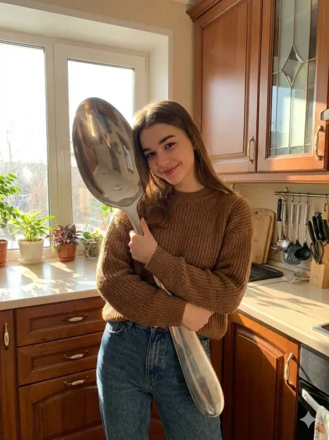 Woman With Giant Spoon