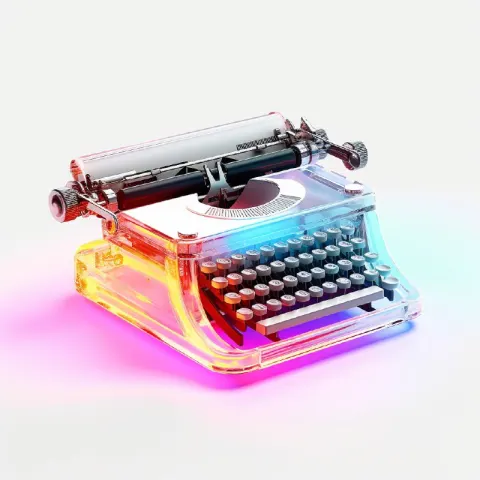 Typewriter gradient translucent glass molten body
