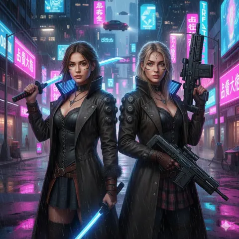 Cyberpunk Mercenaries Neon Rain Ride