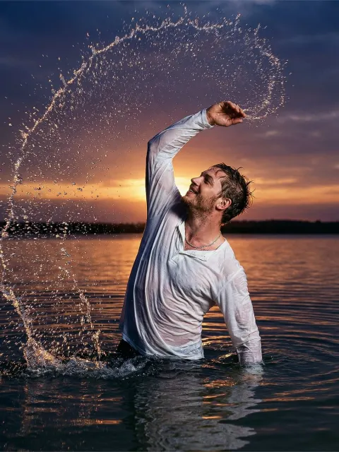 Sunset Splash Cinematic Portrait