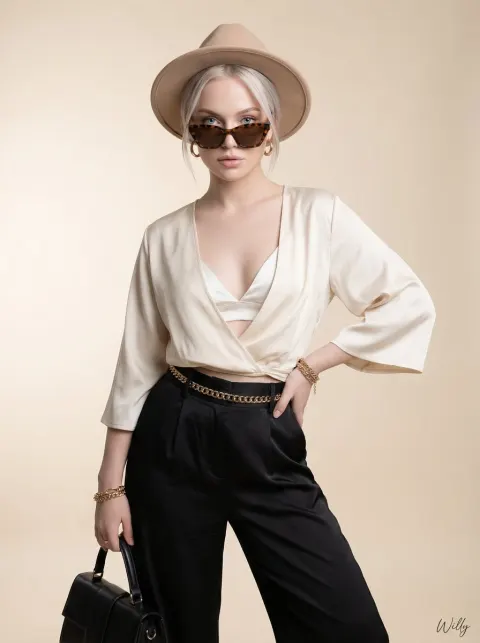 Minimalist Luxury Silk Fashion Portrait