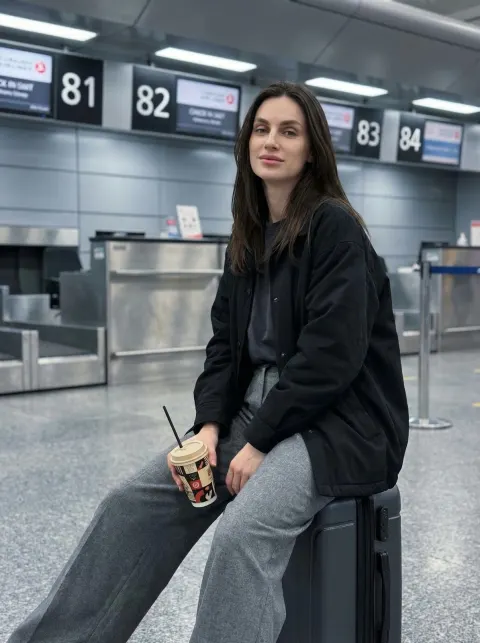 Airport Check-In Portrait