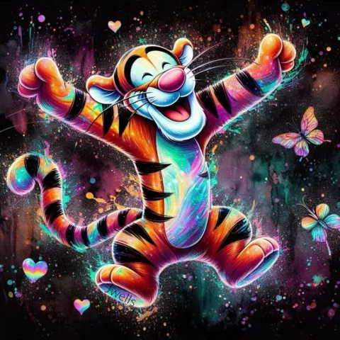 Tigger from Disney bouncing in the paint