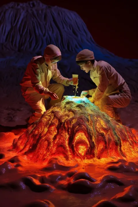 Slime covered retro teens playing with colorful