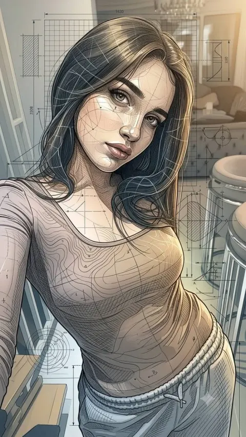 Neo Parametric Blueprint Art Fusion