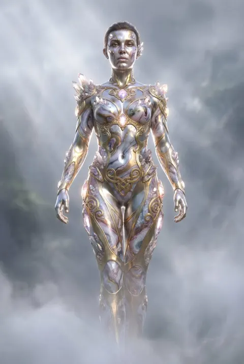 Golden Goddess Emerges from Mist