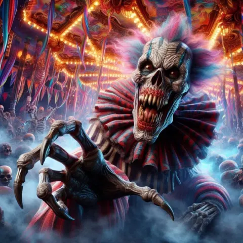 Creepy clown with a wider
