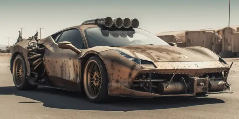 Cyberpunk Mad Max Ferrari 488 GTB Street Scene