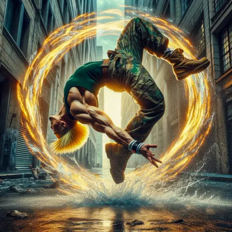 Guile from street fighter doing his superpower