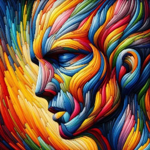 Vibrant Abstract Knitted Figure