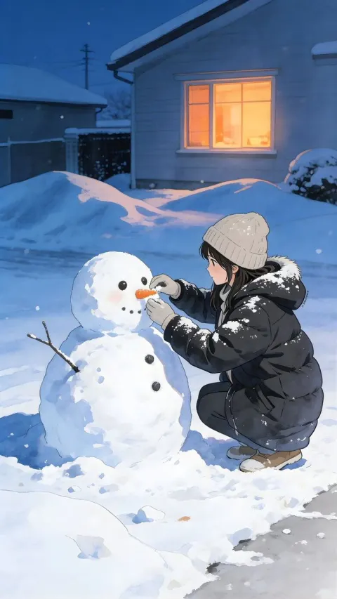 Winter Twilight Snowman Builder