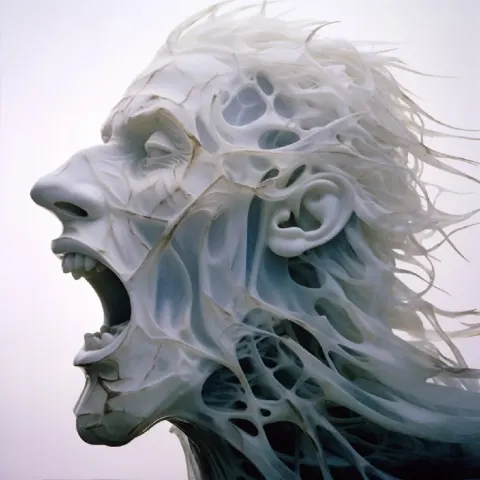 Liquid Opal Wave Inside Transparent Lungs Sculpture